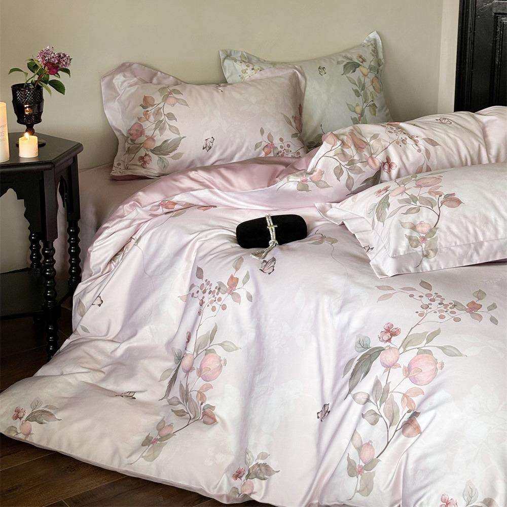 浪漫田园风100s长绒棉四件套纯棉数码印花被套床上用品