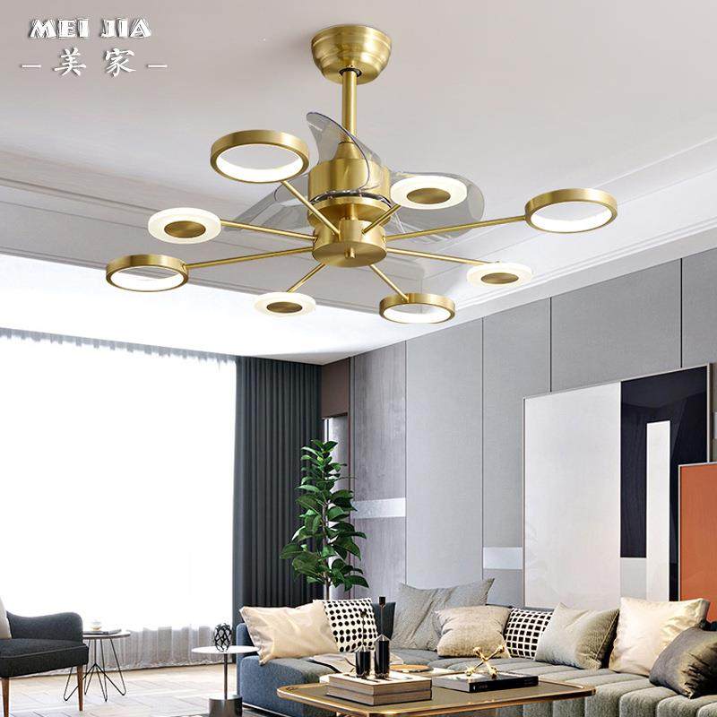 后现代客厅餐厅风扇灯美式别墅饭厅卧室吊扇灯简约房间书房吊灯具