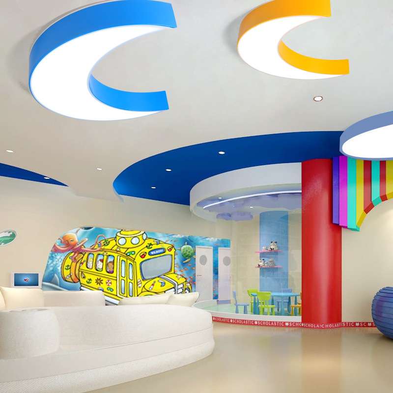 LED吸顶灯简约创意个性月亮托儿所彩色舞蹈教室灯具幼儿园造型灯