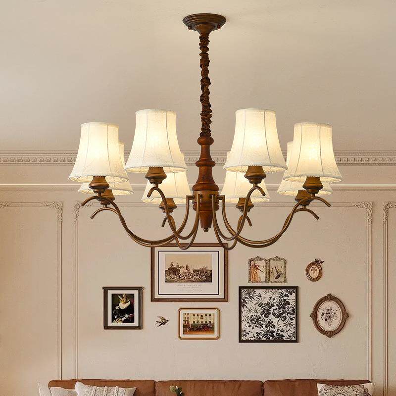 美式复古乡村客厅吊灯中古风铁艺简约田园卧室餐厅灯具2024年新款