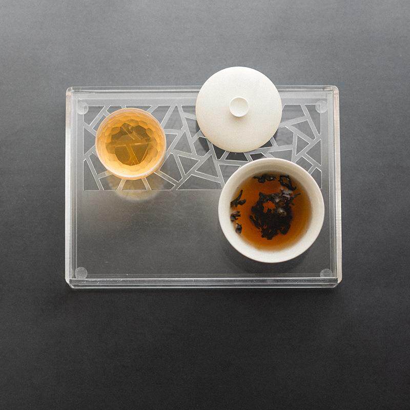 亚克力双层储水小茶盘壶承长方形蓄水茶台干泡台家用茶具零配