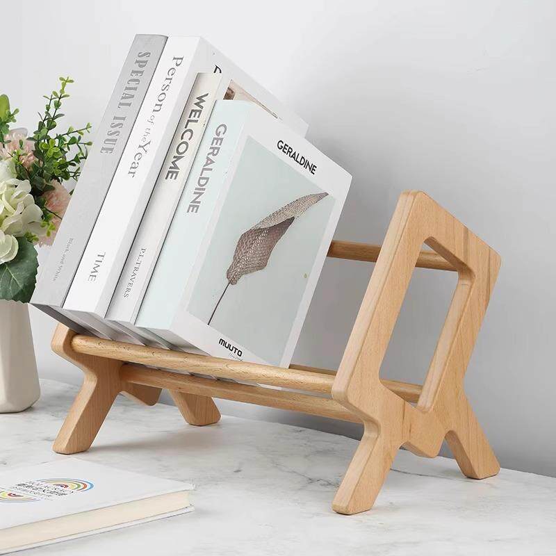 实木桌上小书架可移动书立办公室文件绘本收纳架宿舍木质简易书柜