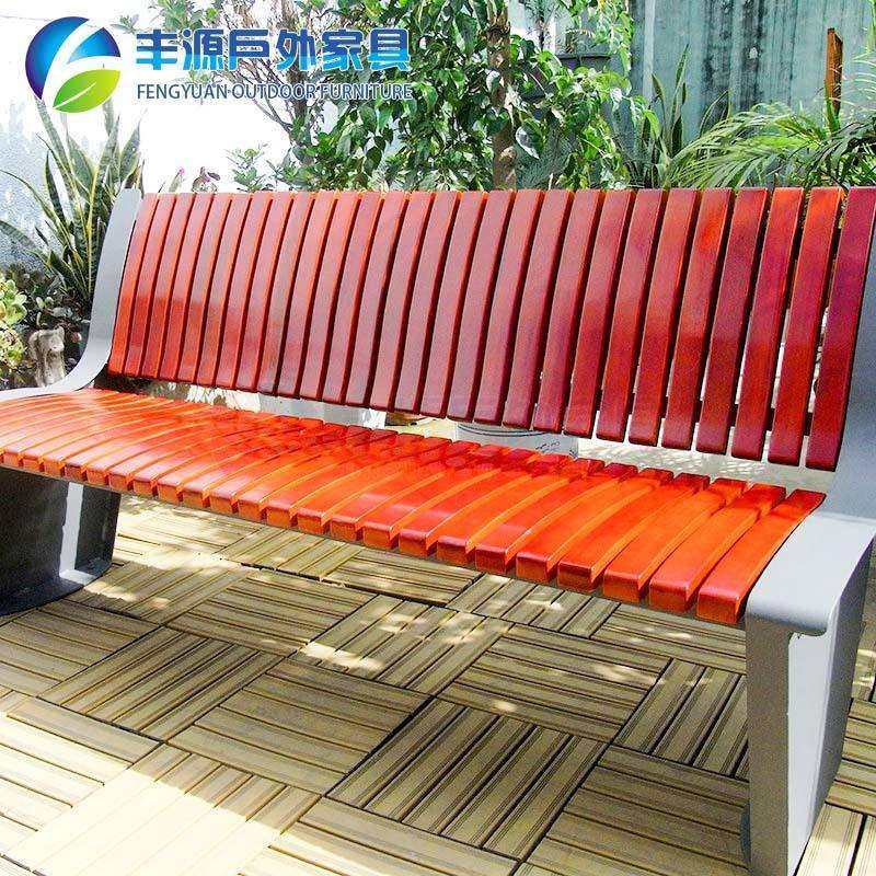 32年工厂优质钢材印尼山樟木户外公园椅广场休闲椅塑木靠背椅