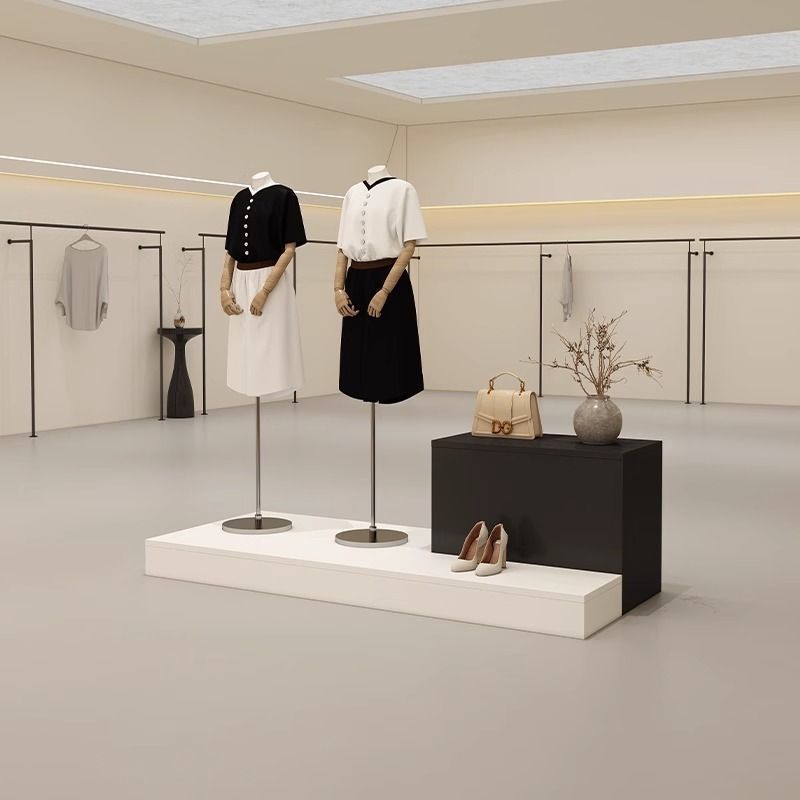 简约现代中岛台洞石纹服装展示柜