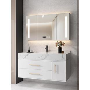 轻奢岩板一体浴室柜组合落地式洗脸洗手池洗漱台盆卫生间现代简约