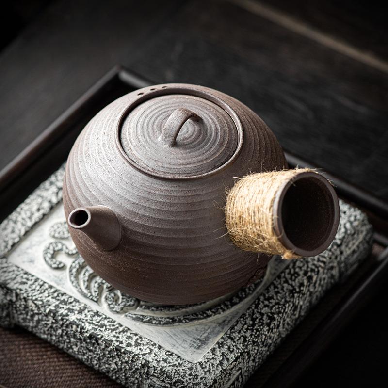 陶泥手工侧把壶围炉煮茶壶罐罐茶家用日式烤茶炭火炉户外露营装备