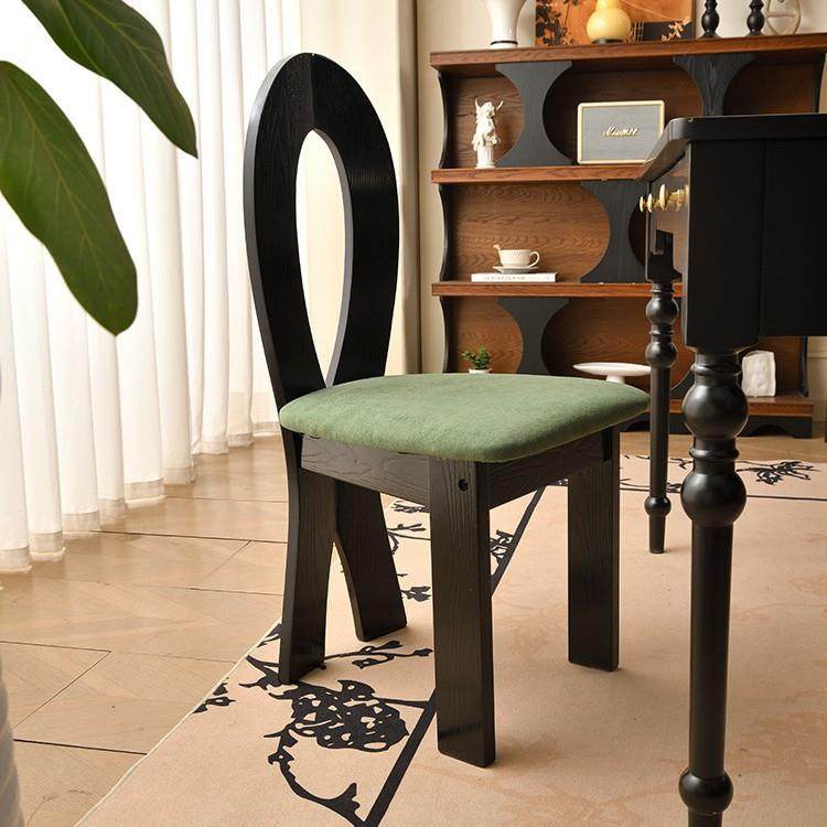 法式复古实木餐椅家用中古风白蜡木靠背椅子轻奢高级感餐厅餐桌椅