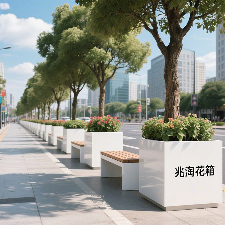 户外不锈钢花箱组合商业街隔断花槽花坛奶茶店小吃街外摆铁艺花架