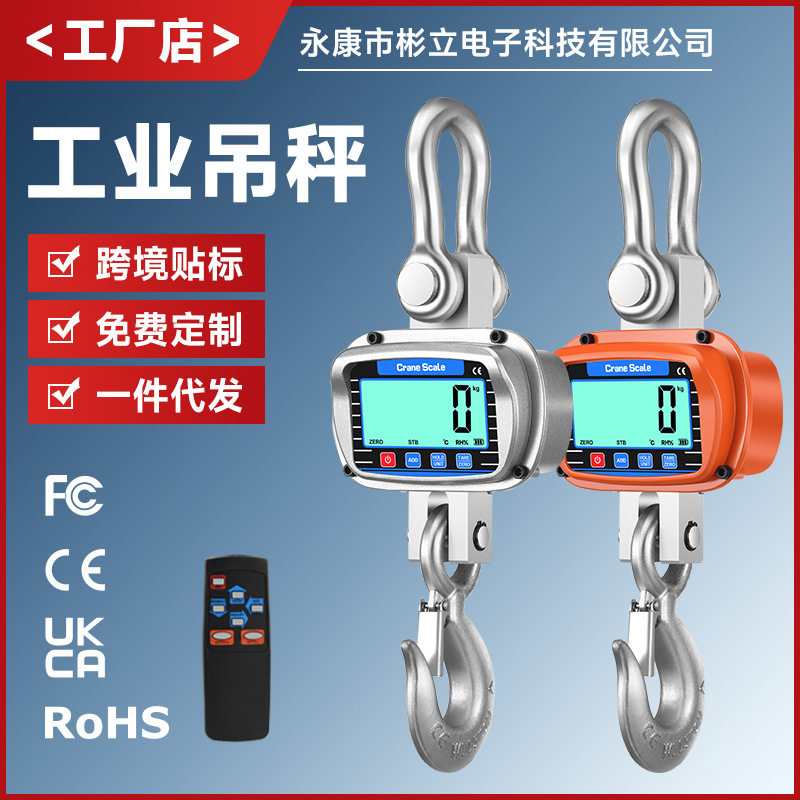 跨境新款电子吊秤3T5t直视挂钩秤吊磅CRANESCALE3000KG吊钩称5T