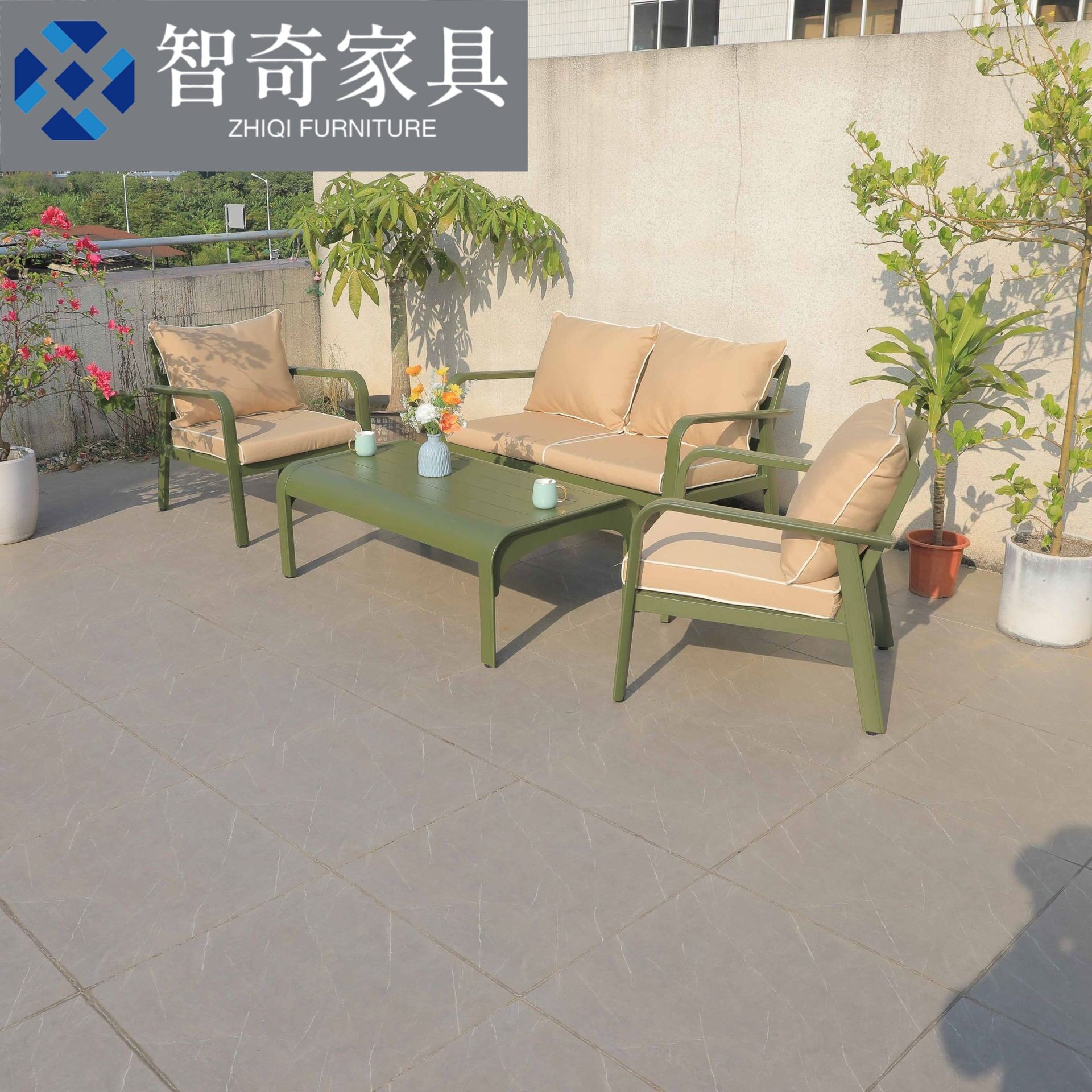 户外休闲铝合金沙发庭院露台沙发组合防晒防水花园别墅彩色家具