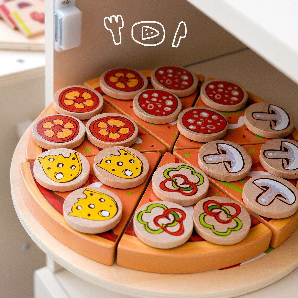 儿童创意披萨宝宝可切切乐优质木材厨房餐厨具仿真过家家玩具