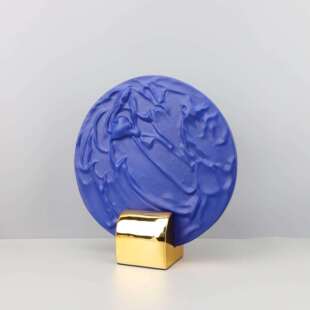 现代简约北欧极简蓝色红色圆形屏风摆件样板房售楼处软装饰品