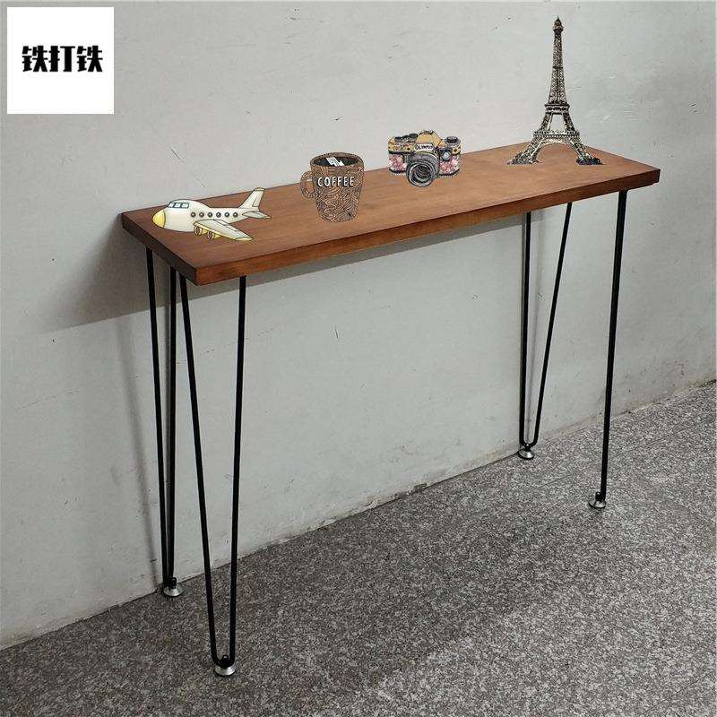 实木玄关桌北欧长条窄边桌靠墙玄关置物架铁艺条案边几柜小餐桌子