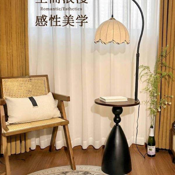 美式复古氛围灯落地灯客厅沙发边几置物架设计感卧室床头茶几台灯