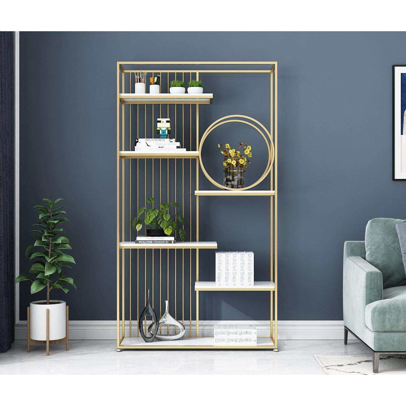 北欧铁艺置物架时尚客厅时尚落地多层收纳储物架办公室隔断展示架