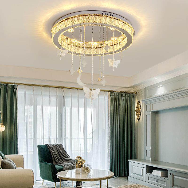 欧式轻奢水晶吸顶灯现代简约高级感客厅酒店别墅大堂公主房灯