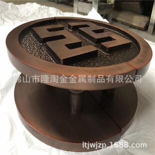 安徽工商银行专用红古铜铝板雕刻拉手金属铝艺圆形大拉手生产
