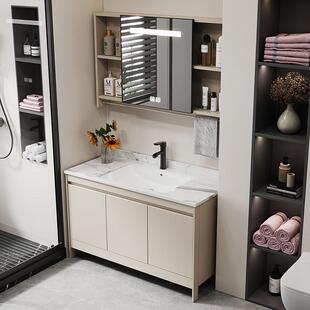 蜂窝陶瓷浴室柜组合太空铝卫生间一体洗手洗脸洗漱台脸盆落地式