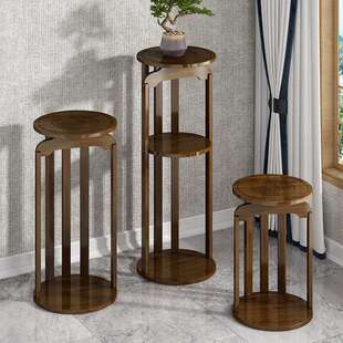 A10L室内花架客厅电视柜旁落地新中式 花台实木摆件置物架绿萝花盆