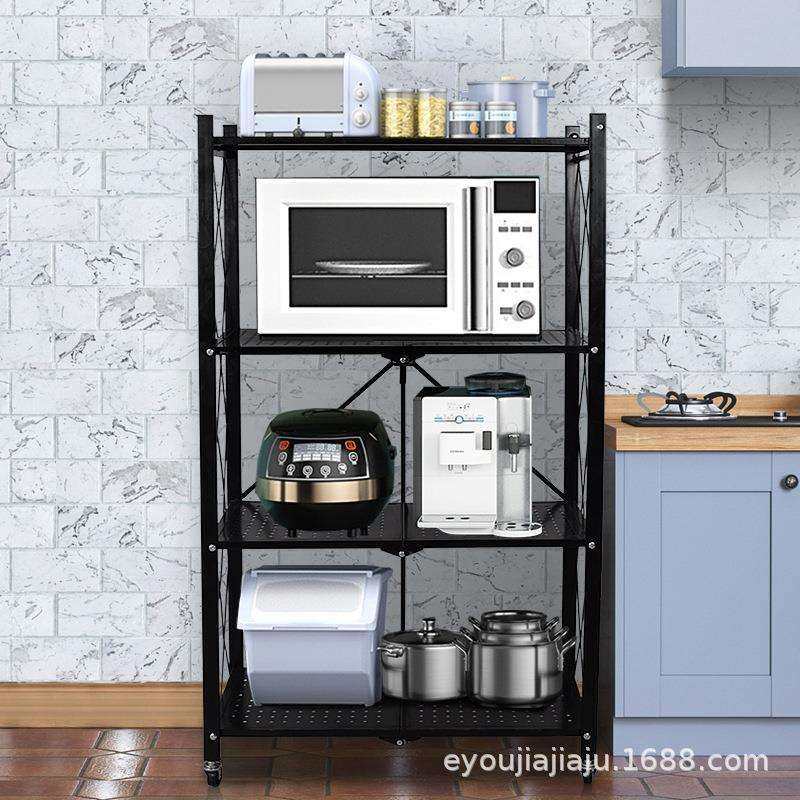 免安装收纳小推车置物架厨房落地式多层带轮婴儿用品折叠置物架