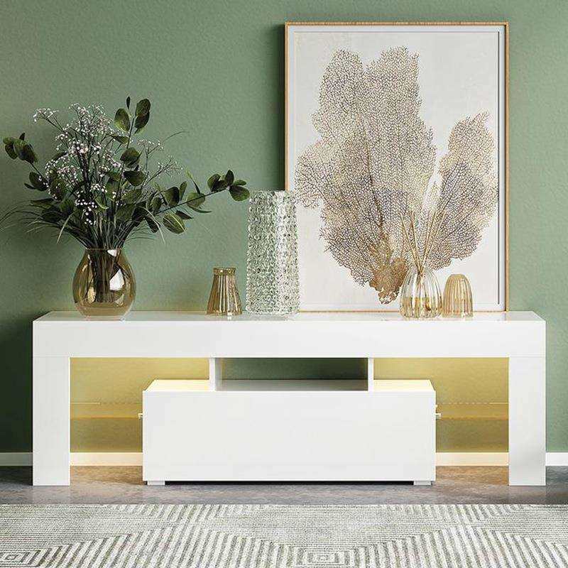 白色轻奢电视柜小户型客厅储物落地柜矮柜小公寓现代简约视听柜