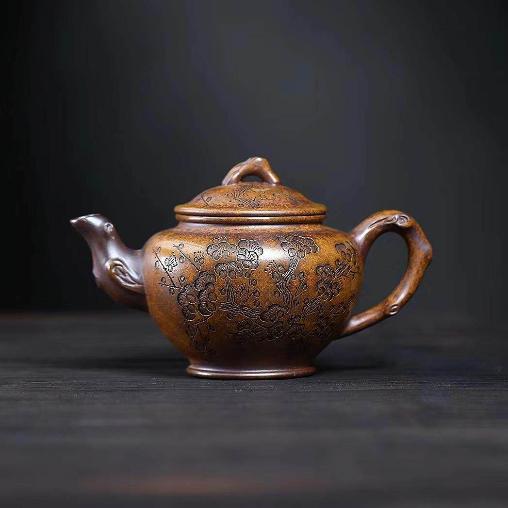 报春宜兴紫砂壶原矿段泥高温烧制精美功夫紫砂茶器直销