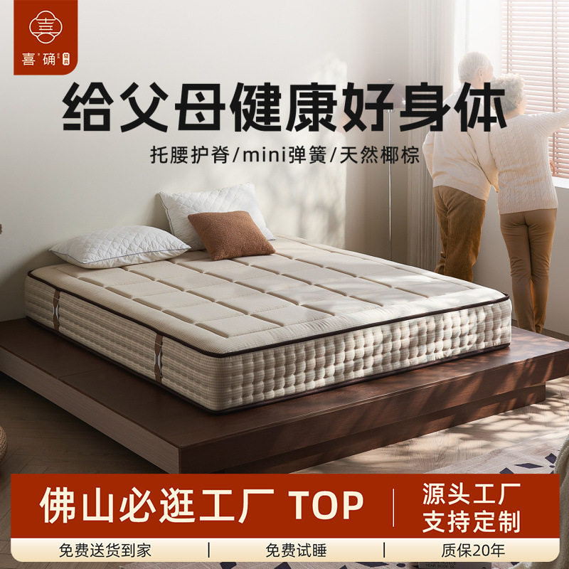 家用卧室1.8m双层mini袋装小弹簧民宿工厂批发椰棕棕垫席梦思床垫