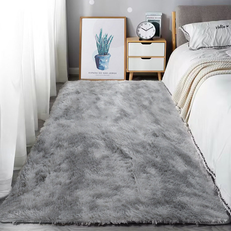 亚马逊扎染地毯卧室耐脏易打理床边毯客厅长毛可水洗天津地毯