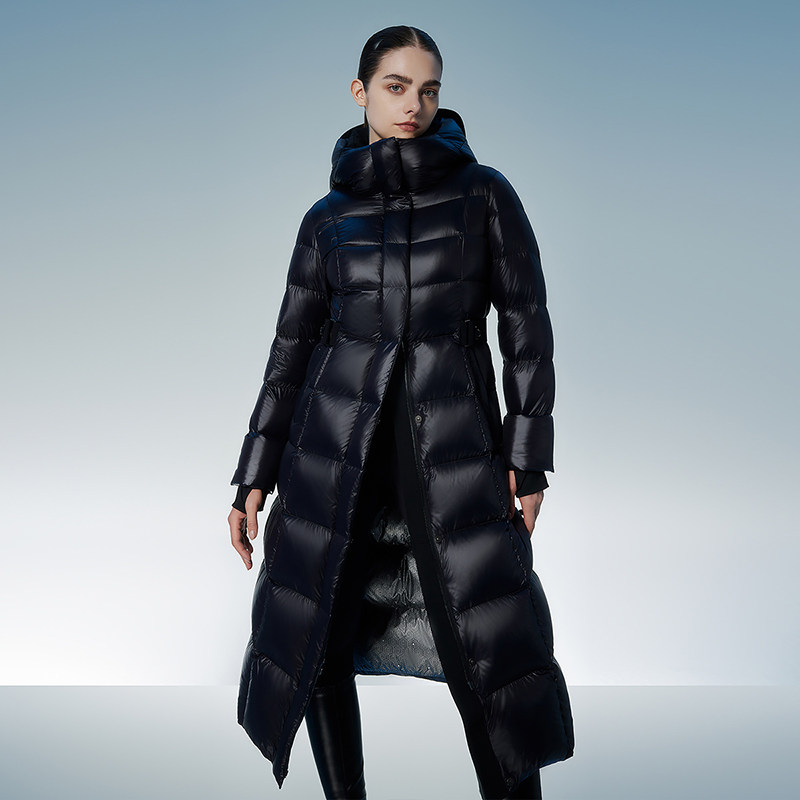 坦博尔羽绒服女款冬季鹅绒长款过膝休闲时尚加厚保暖修身好看外套