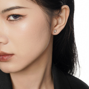 ears韩版小巧个性小众设计S925纯银镶嵌欧泊石耳钉女异形爪牙耳钉