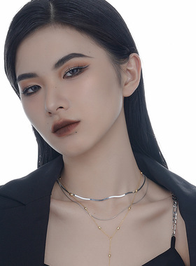 ears韩版高级感项链S925纯银不掉色单链女款个性优雅蛇骨细链饰品