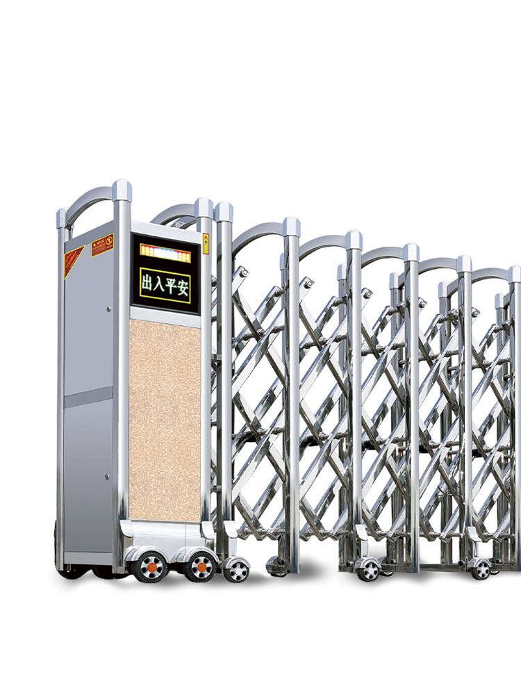 万兴智能不锈钢电动伸缩门学校工厂自动遥控工地厂房电动伸缩大i.