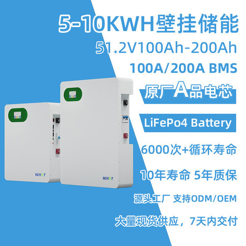 51.2V 100Ah Wall-Mounted LFP 5-10kWh 10.24kWh Home Battery