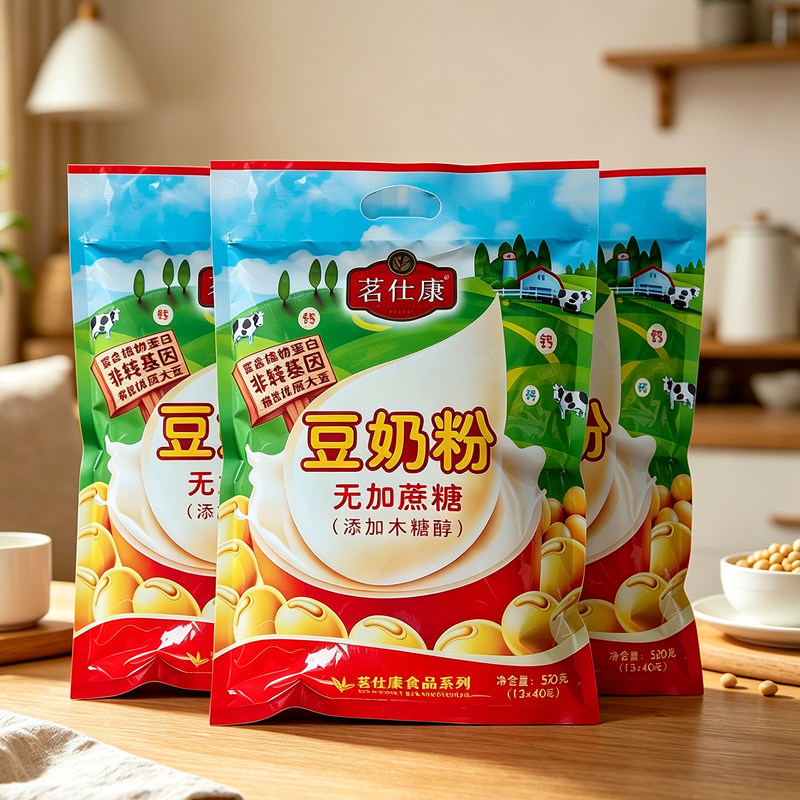茗仕康豆浆无添加蔗糖豆浆粉非无蔗糖微甜原味易冲泡早餐营养学生
