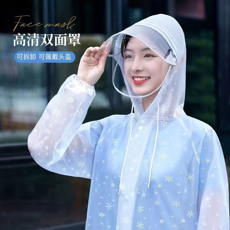 热销透明雨衣h长款电动车女款加厚成人全身防暴雨防水雨披女式连