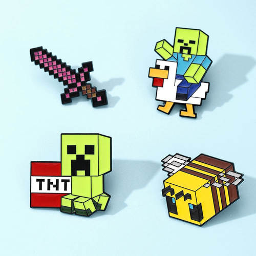 我的世界周边金属徽章Minecraft胸针钻石剑书包包挂件装饰配饰品