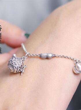 s925银镂空随身佩戴香囊球手链香熏香丸精油无火扩香