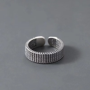 千叶复古戒指男潮牌高街冷淡风网红食指戒单身戒简约百搭开口指环