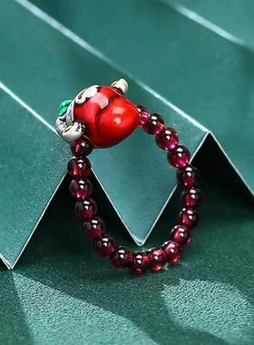 过年戒指红色小财神S925纯银指环2024款中国风高级感新年喜庆礼物