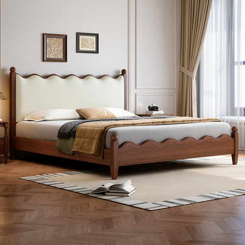 实木涟漪床国家补贴法式复古风