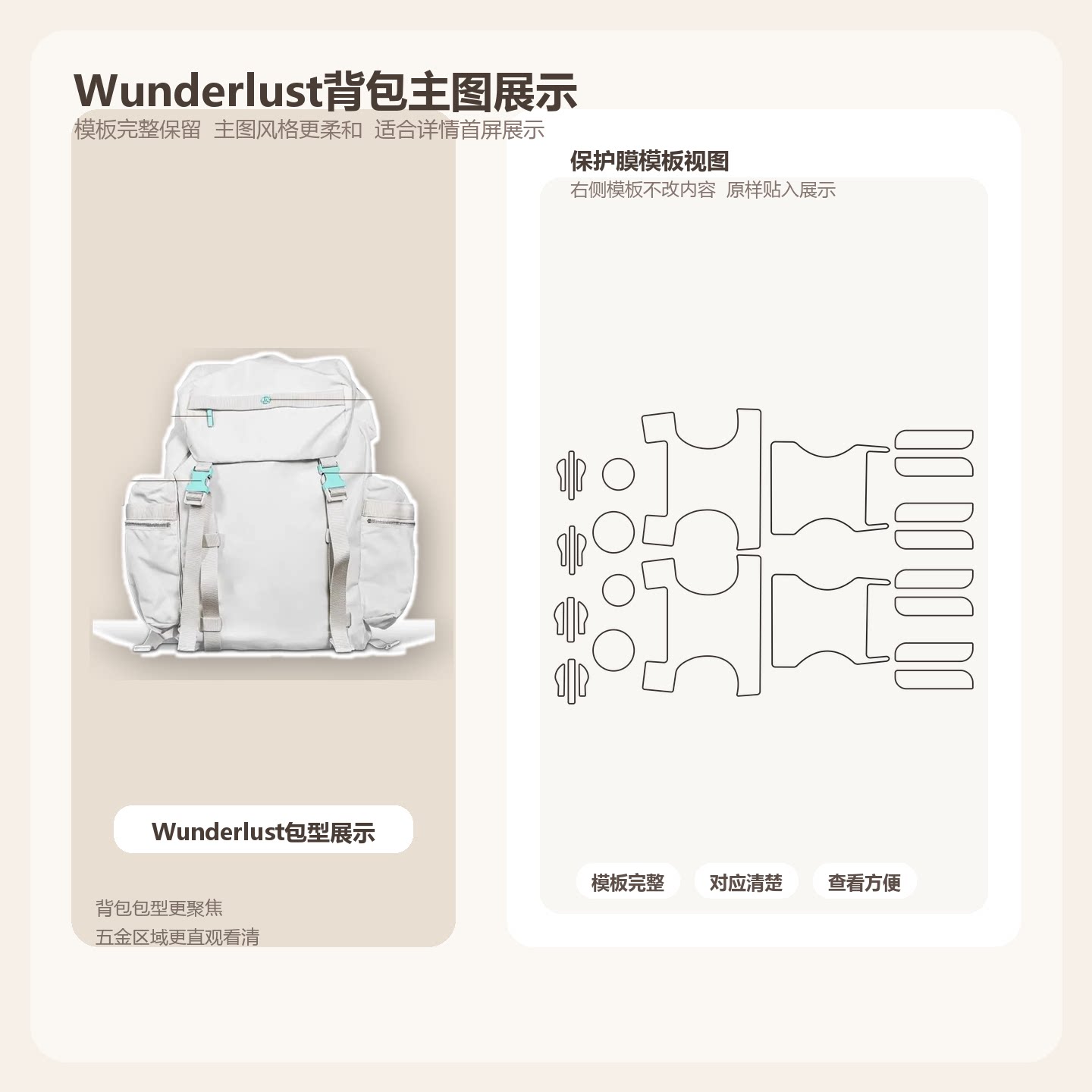 适用lululemon wunderlust双肩包背包五金保护膜纳米水晶自粘贴膜图片