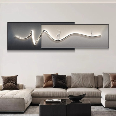 现代简约抽象极简客厅背景墙装饰