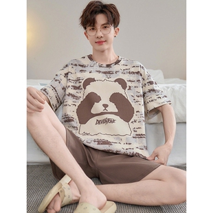 全棉纯棉夏天男士睡衣纯棉短袖卡通学生青少年大码夏季薄款男孩家