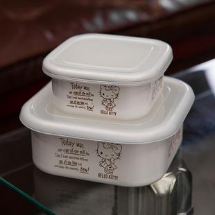 搪瓷保鲜盒 加厚方型搪瓷碗 家用零食保鲜碗 塑料盖密封盒