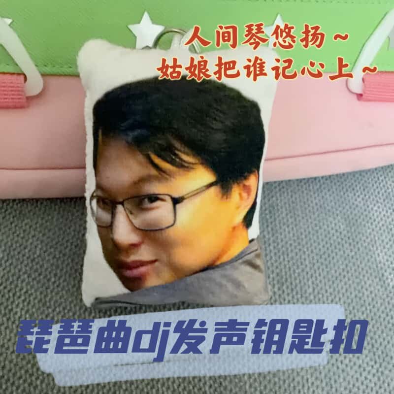 琵琶曲dj爆款整蛊语音发声挂件按压毛绒钥匙扣学生书包抽象玩偶