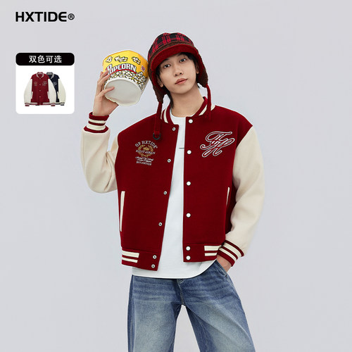 HXTIDE中国狐轩春季棒球领夹克