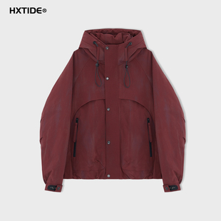 HXTIDE狐轩男装冬季短款带帽羽绒服官方正品25新款S100544088101