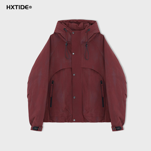 HXTIDE狐轩冬季短款带帽羽绒服