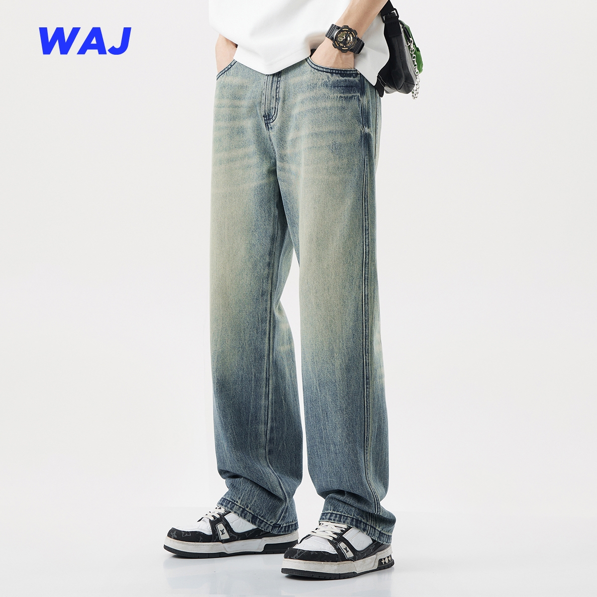 2025新款美式高街宽松直筒牛仔裤