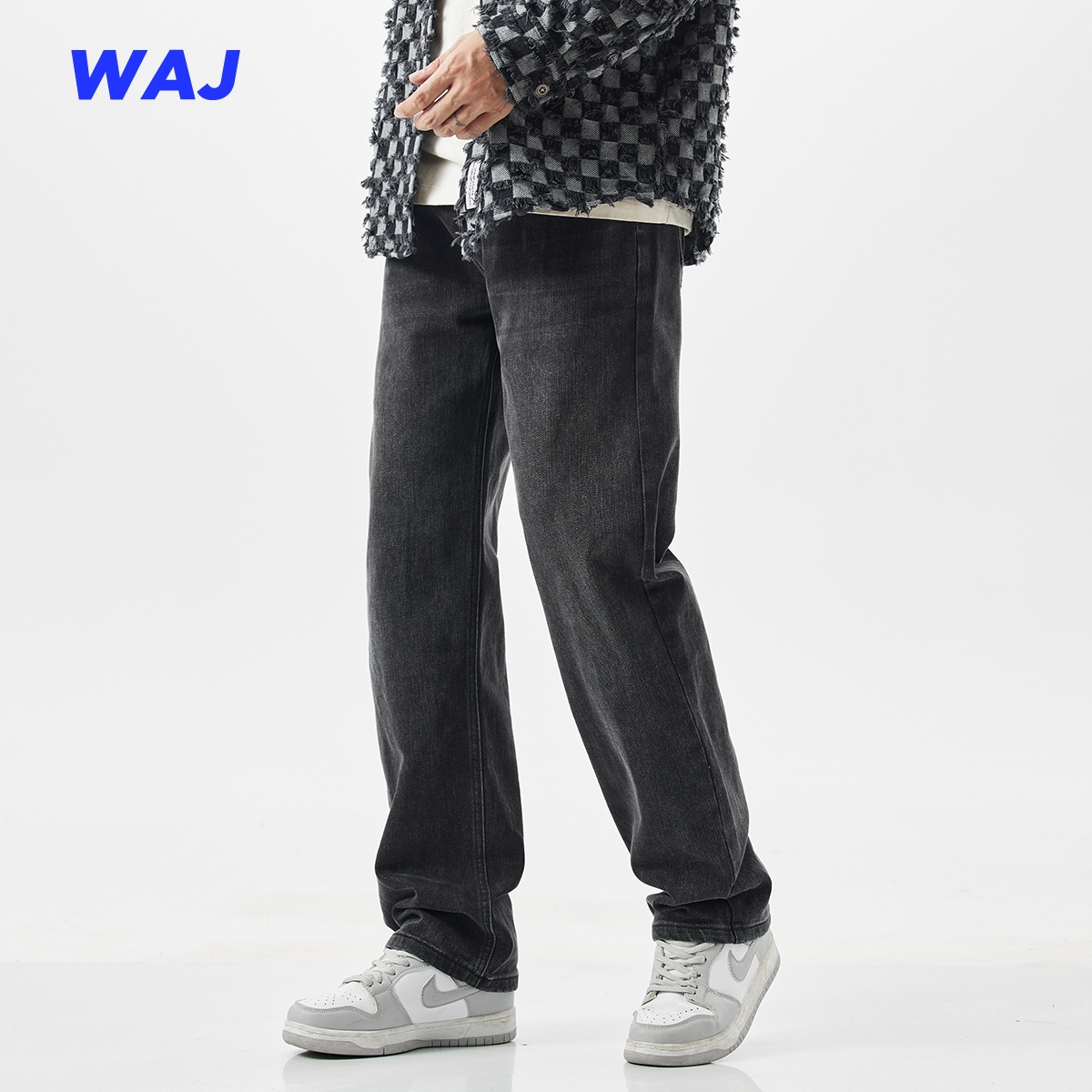 秋冬新款复古水洗直筒牛仔裤